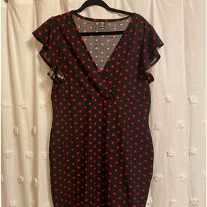 Black and red polka dot dress